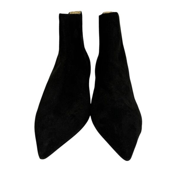 New Katy Perry The Hux Gold Globe Black Suede Ankle Boots Booties 7 - Picture 4 of 6